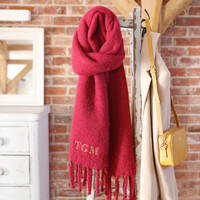Personalised Embroidered Initials Recycled Oversized Scarf