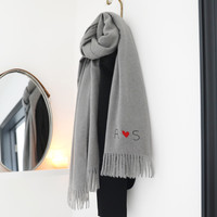 Personalised Embroidered Heart & Initials Lightweight Winter Scarf