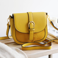 Mustard Vegan Leather Crossbody Handbag