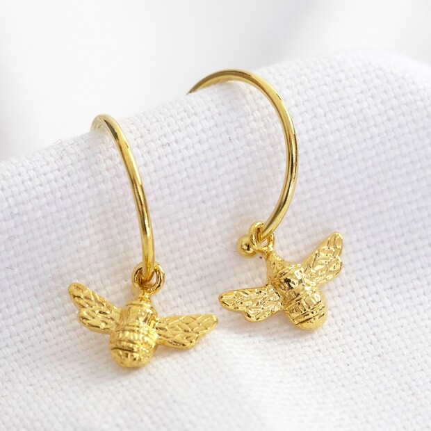 Estella Bartlett Bee Charm Hoop Earrings
