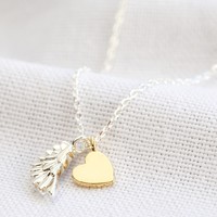 Estella Bartlett Mixed Metal Wing and Heart Necklace