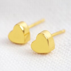 Gold Sterling Silver Heart Stud Earrings