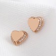 Lisa Angel Ladies' Rose Gold Sterling Silver Crystal Heart Earrings