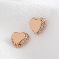 Rose Gold Sterling Silver Crystal Heart Earrings
