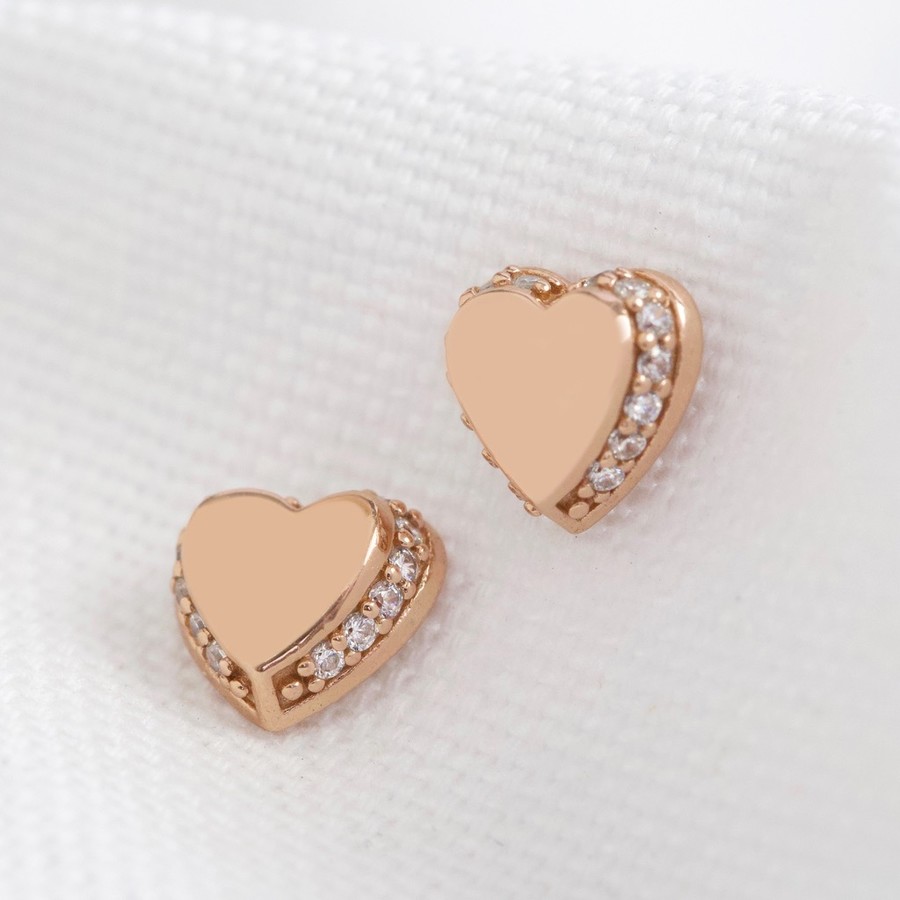 Rose Gold Vermeil Simple Heart Stud Earrings