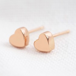 Rose Gold Sterling Silver Heart Stud Earrings