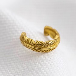 Slim Gold Sterling Silver Feather Ear Cuff