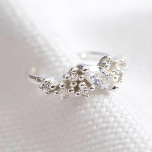 Lisa Angel Ladies' Sterling Silver Crystal Cluster Ear Cuff