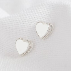 Sterling Silver Crystal Heart Earrings