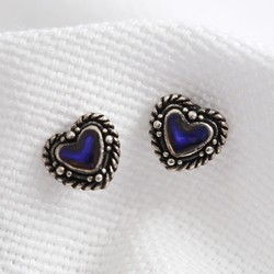 Vintage Style Mood Stone Heart Stud Earrings