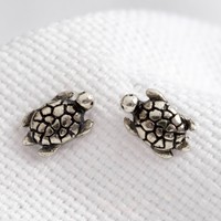 Vintage Style Sterling Silver Turtle Stud Earrings