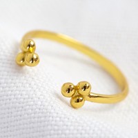 Adjustable Gold Sterling Silver Triple Dot Ring