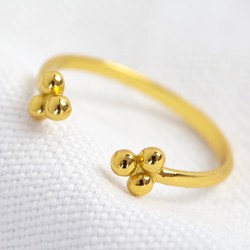 Adjustable Gold Sterling Silver Triple Dot Ring