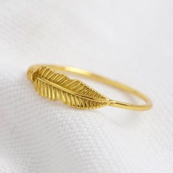 Gold Sterling Silver Feather Ring