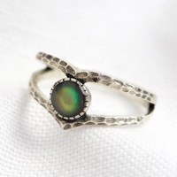 Sterling Silver Chevron Mood Stone Ring
