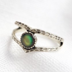 Sterling Silver Chevron Mood Stone Ring