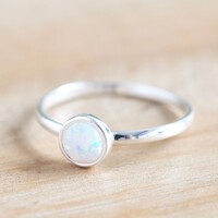 Sterling Silver and Round Opal Ring