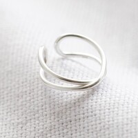 Sterling Silver Curved Cross Ear Cuff