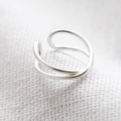 Sterling Silver Curved Cross Ear Cuff