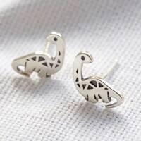 Sterling Silver Diplodocus Dinosaur Stud Earrings