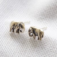 Sterling Silver Elephant Stud Earrings