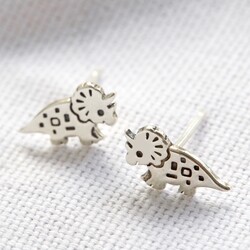 Sterling Silver Triceratops Dinosaur Stud Earrings