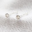 Ladies' Tiny Sterling Silver Crystal Stud Earrings