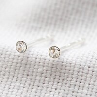 Tiny Sterling Silver Crystal Stud Earrings