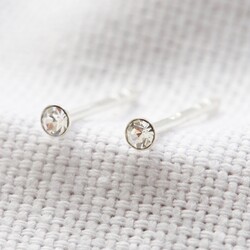 Tiny Sterling Silver Crystal Stud Earrings