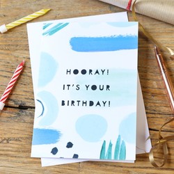 Blue Brush Stroke Birthday Card