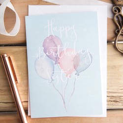 'Happy Birthday Sister' Birthday Balloons Greeting Card