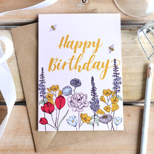 'Happy Birthday' Wildflower Greeting Card