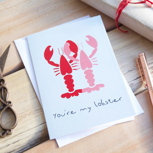 Wood Card Unique Gift//Valentines//Anniversary//Love Youre My Lobster