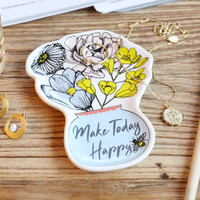 'Make Today Happy' Wildflower Trinket Dish
