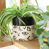 Large Ceramic Eyes and Lips Planter, H14cm