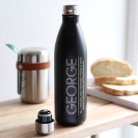 Sagaform Personalised Large 'Hot and Cool' Stainless Steel Travel Bottle in Black