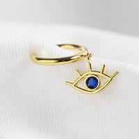 Crystal Eye Charm Ear Cuff in Gold