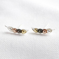 Mixed Metal Four Peas in a Pod Stud Earrings