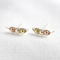 Mixed Metal Three Peas in a Pod Stud Earrings