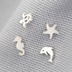 Set of 4 Mismatch Summer Stud Earrings in Silver