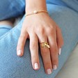 Ladies' Bumblebee and Crystal Adjustable Ring in Gold on Model