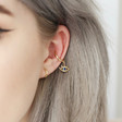Crystal Eye Charm Ear Cuff in Gold on Model