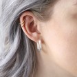 Lisa Angel Ladies' Curved Rectangle Hoop Earrings in Silver on Model
