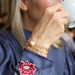 Gold Cable Chain and Pearl Bracelet