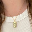 Gold 'Fortune' Tarot Card Pendant Necklace on Model