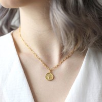 Gold Wax Seal Bee Pendant Necklace