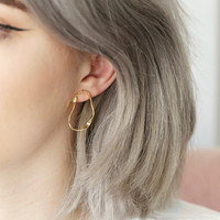 Wavy Organic Shape Drop Stud Earrings in Gold