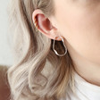 Wavy Organic Shape Drop Stud Earrings in Silver on Model