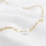 Gold Cable Chain and Pearl Necklace