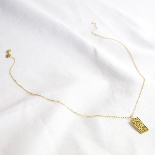 Gold 'The Moon' Tarot Card Pendant Necklace | Lisa Angel